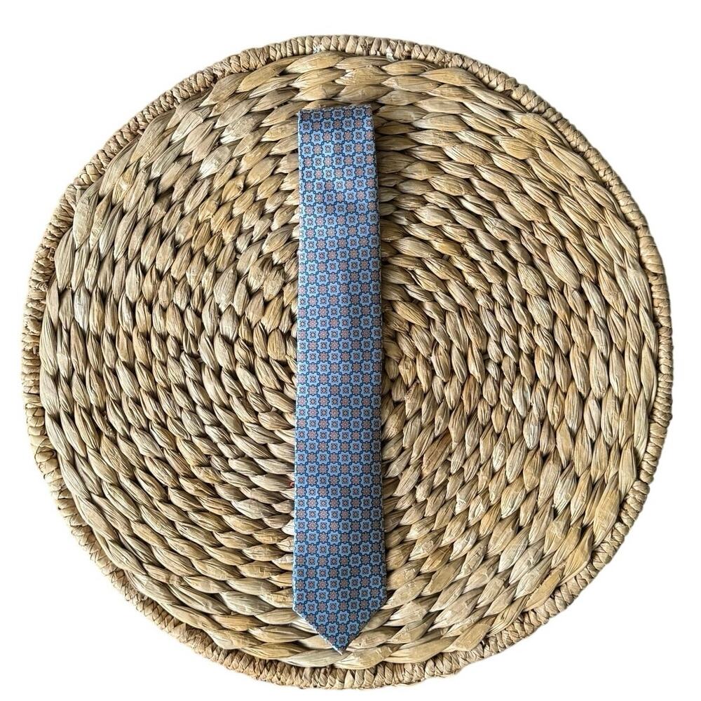 Burma Bibas 100% Silk Tie Blue Pink Gold Geometric‎ Classic